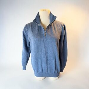 Kenneth Cole Men's 1/4 Zip Pullover Wool Sweater Stretch Blue Size XL See Pics